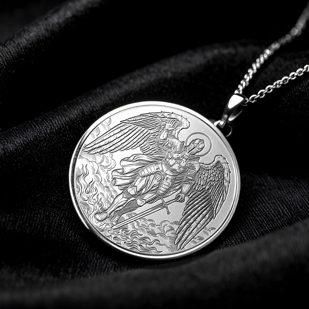 14K Archangel Michael Pendant – Divine Protection Necklace -89