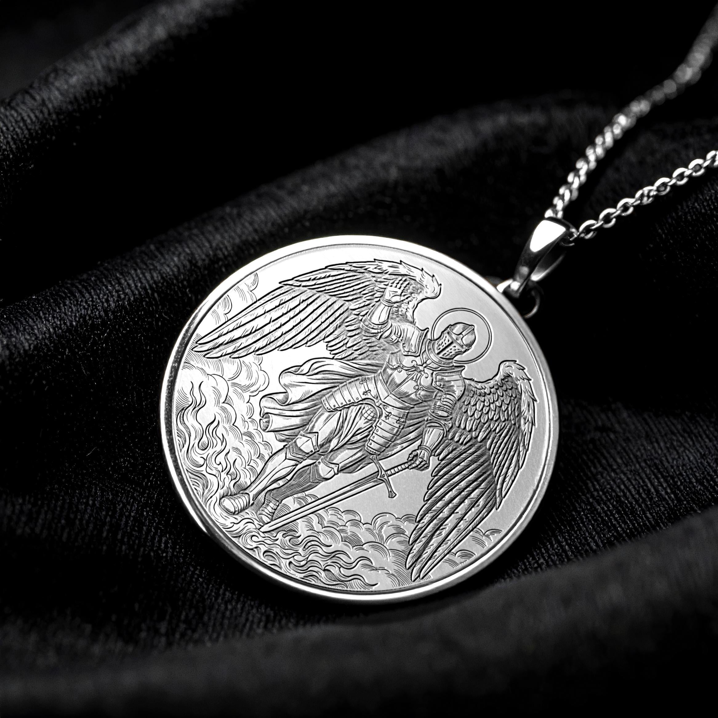 14K Archangel Michael Pendant – Divine Protection Necklace -89