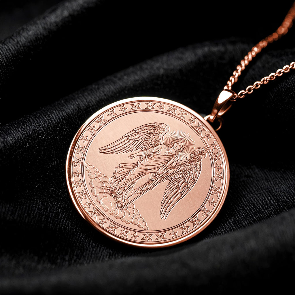 Archangel Uriel Necklace, Fire of God Pendant, Guardian Angel Medallion, Christmas Gift -97