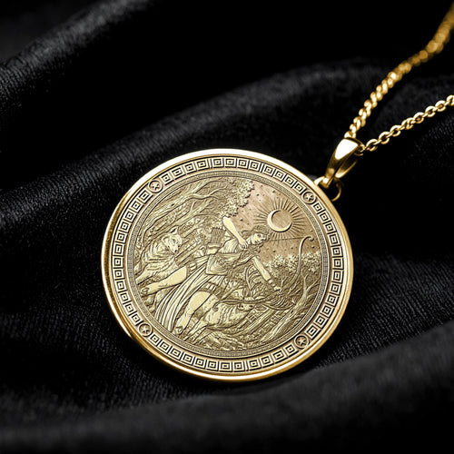 14k Solid Gold Artemis Necklace , Greek Virgin Goddess Pendant -63