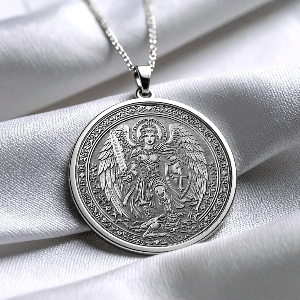 14K St Michael Pendant – Heavenly Protection , Courage & Divine Necklace –-87