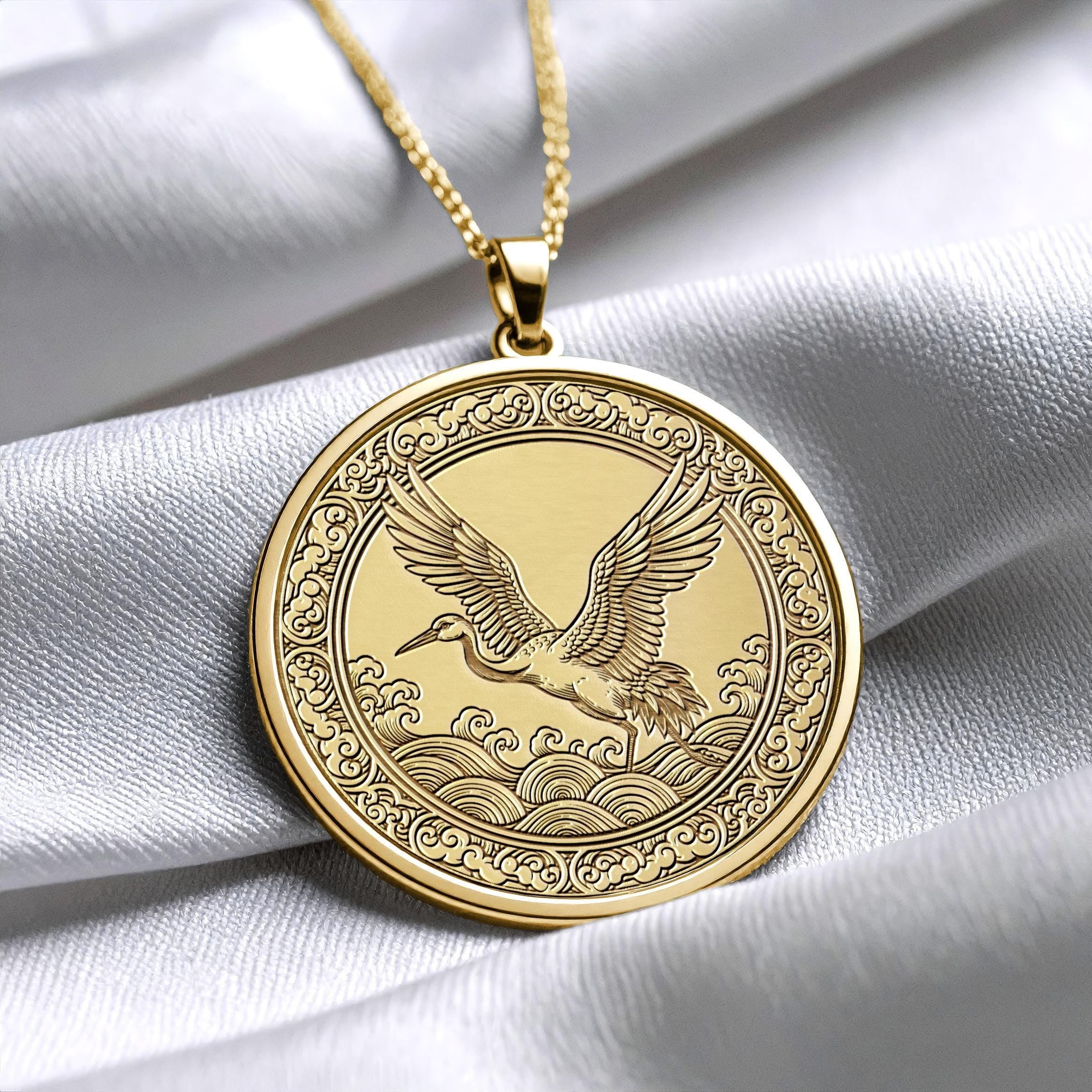 Crane Pendant Necklace –  Spiritual Bird Charm -225