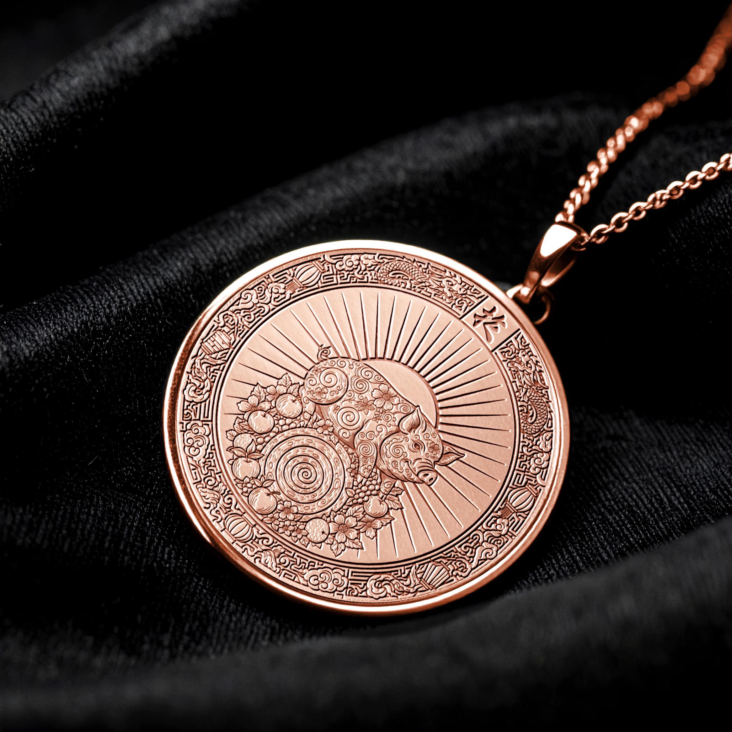 14k Gold Year of the Pig Necklace , Silver Animal Zodiac Pendant-19