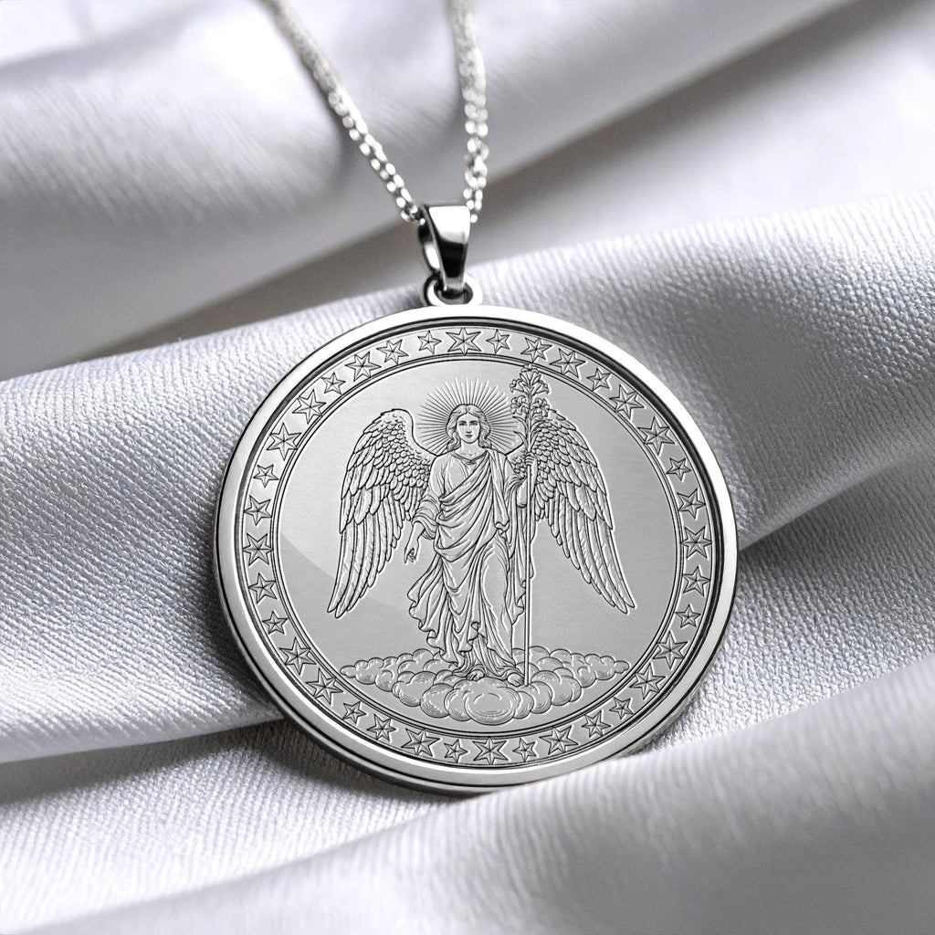 Archangel Uriel Necklace, Fire of God Pendant, Guardian Angel Medallion, Christmas Gift -97