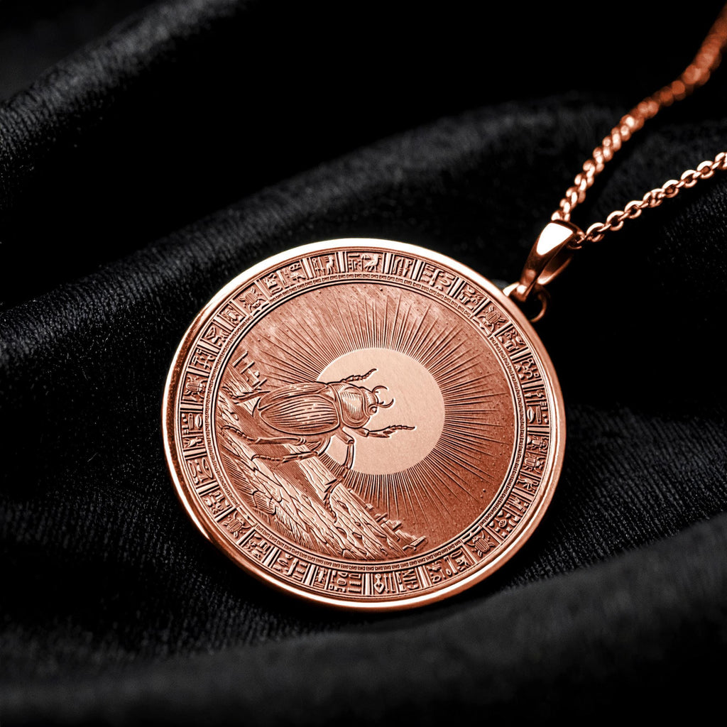 Ancient Egyptian Khepri Necklace : Silver Rebirth Medallion -39