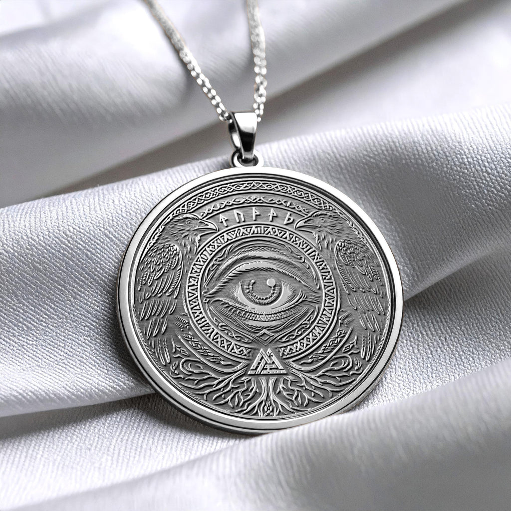 14K Gold Odin Eye Medallion: Norse Viking Amulet Pendant -113