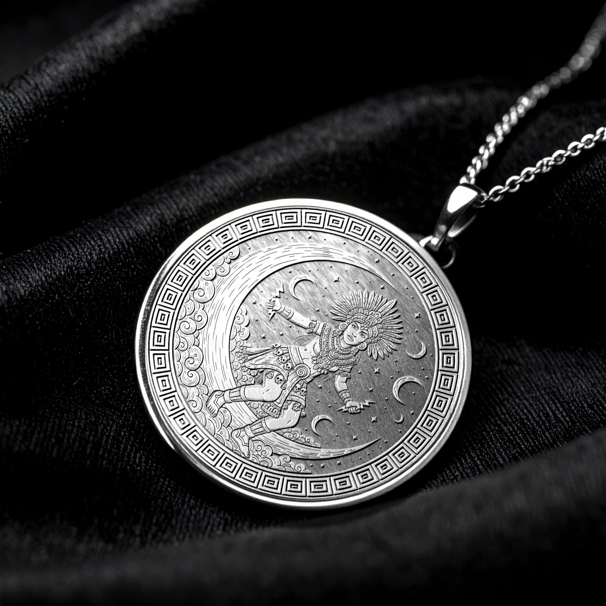 Coyolxauhqui Necklace : Aztec Moon Goddess Pendant , Night Goddess Jewelry -174